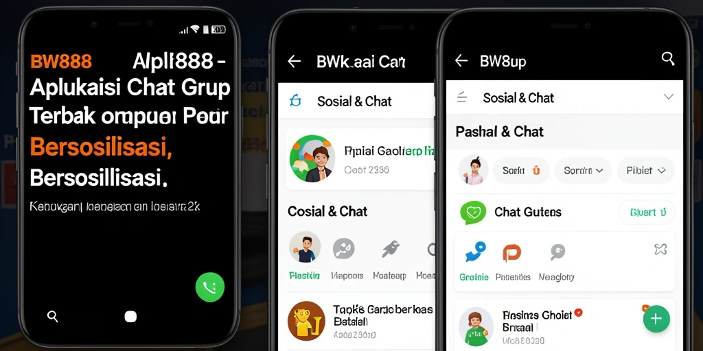 Antarmuka BW888 menampilkan fitur Chat Grup yang intuitif dan interaktif.