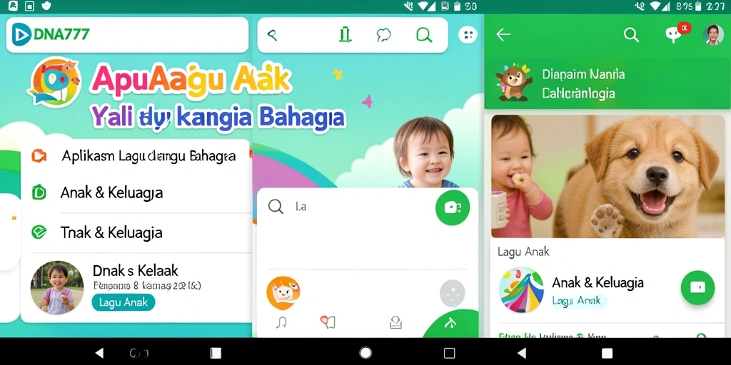 Tangkapan layar aplikasi DNA777 menampilkan antarmuka lagu anak yang menyenangkan.
