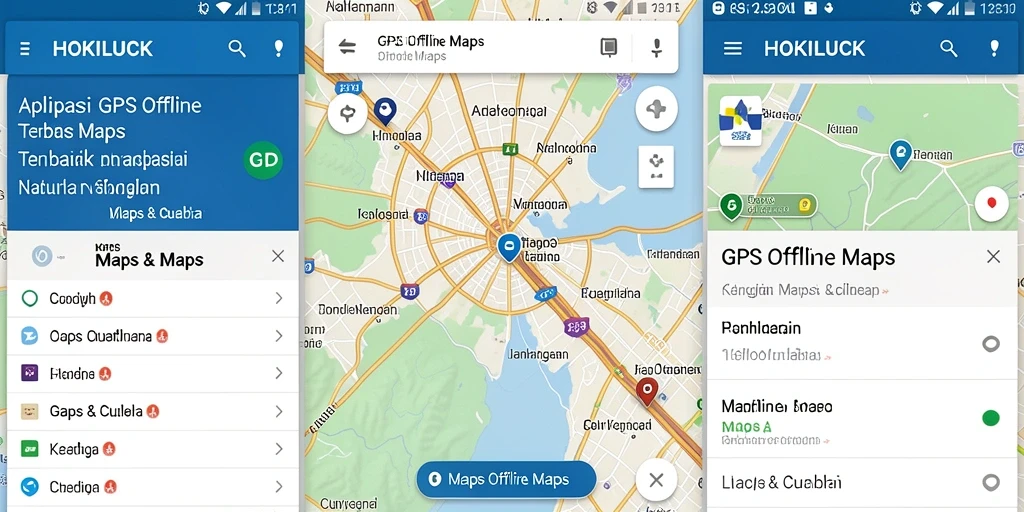 Antarmuka HOKILUCK menampilkan peta GPS offline yang jelas dan informatif.