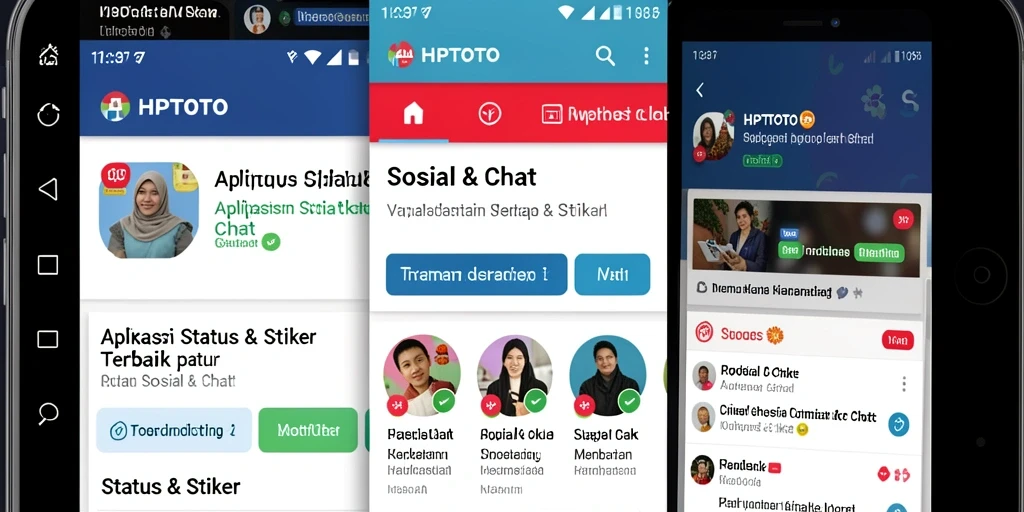 Antarmuka HPTOTO menampilkan stiker-stiker menarik untuk chat.