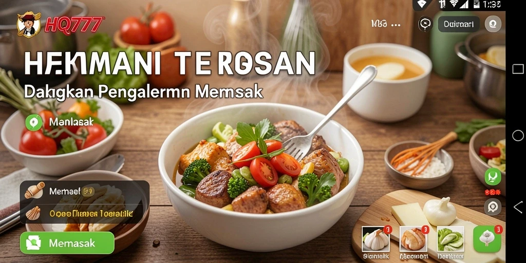 Antarmuka game Memasak HQ777 yang cerah dan menarik.