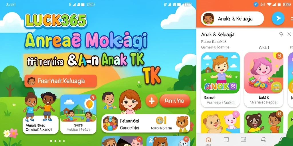 Antarmuka ceria dan interaktif dari LUCK365 untuk anak-anak.