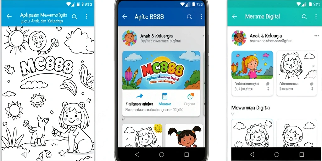 Tampilan antarmuka aplikasi Mewarnai Digital MC888 yang menarik dan menyenangkan.