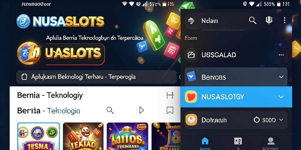 Tampilan antarmuka utama NUSASLOTS dengan akses cepat ke berita teknologi.
