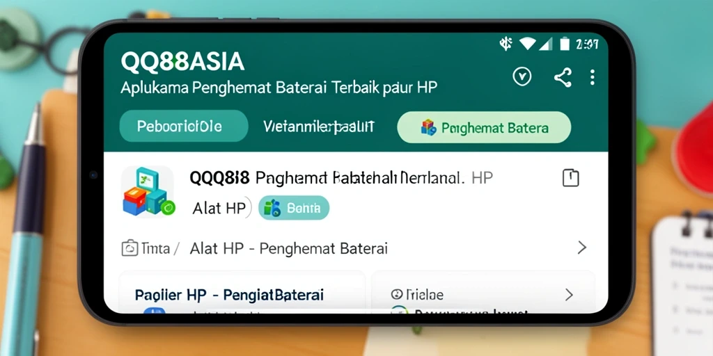 Tampilan antarmuka aplikasi QQ88ASIA penghemat baterai yang intuitif.