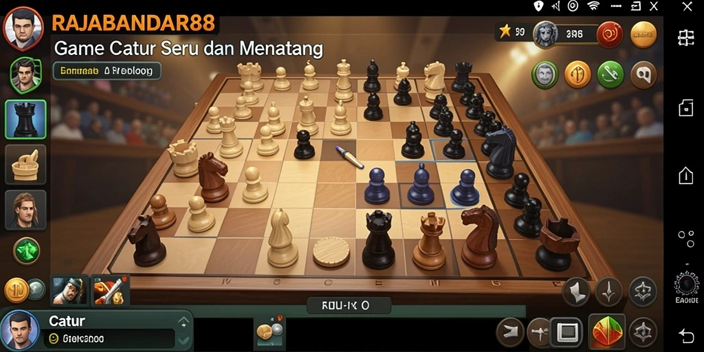 Antarmuka menarik RAJABANDAR88 saat bermain Catur.