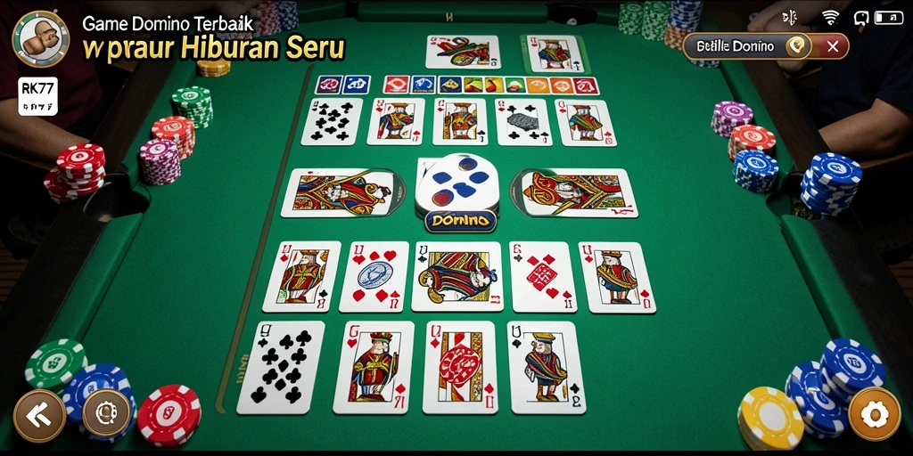 Antarmuka RK77 yang menarik dan fungsional untuk permainan Domino.