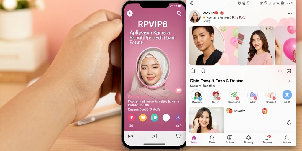 Antarmuka RPVIP8 saat mengedit foto dengan fitur Kamera Beautify.