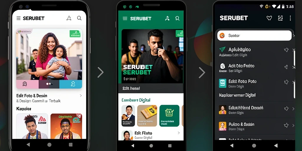 Screenshot antarmuka aplikasi SERUBET menampilkan fitur pengeditan gambar digital.