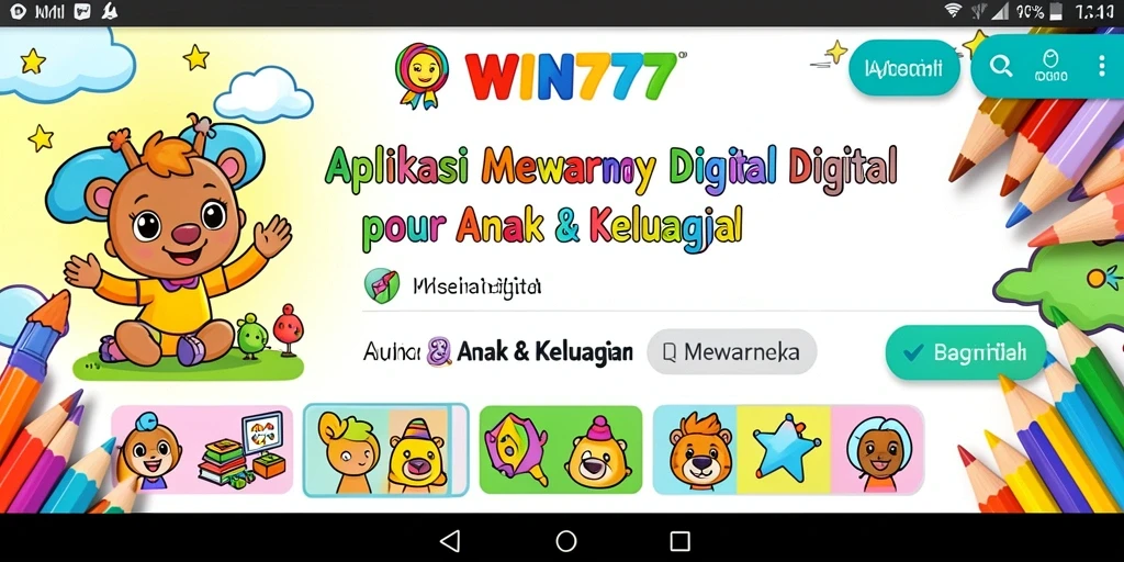 Antarmuka warna-warni aplikasi Mewarnai Digital WIN777 yang mudah digunakan.
